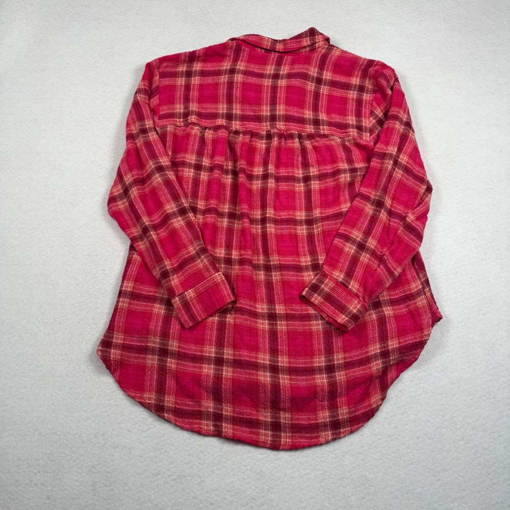 Pilcro Button Down Shirt Womens Small Pink Plaid Dual Pocket Anthropologie - Picture 3 of 10